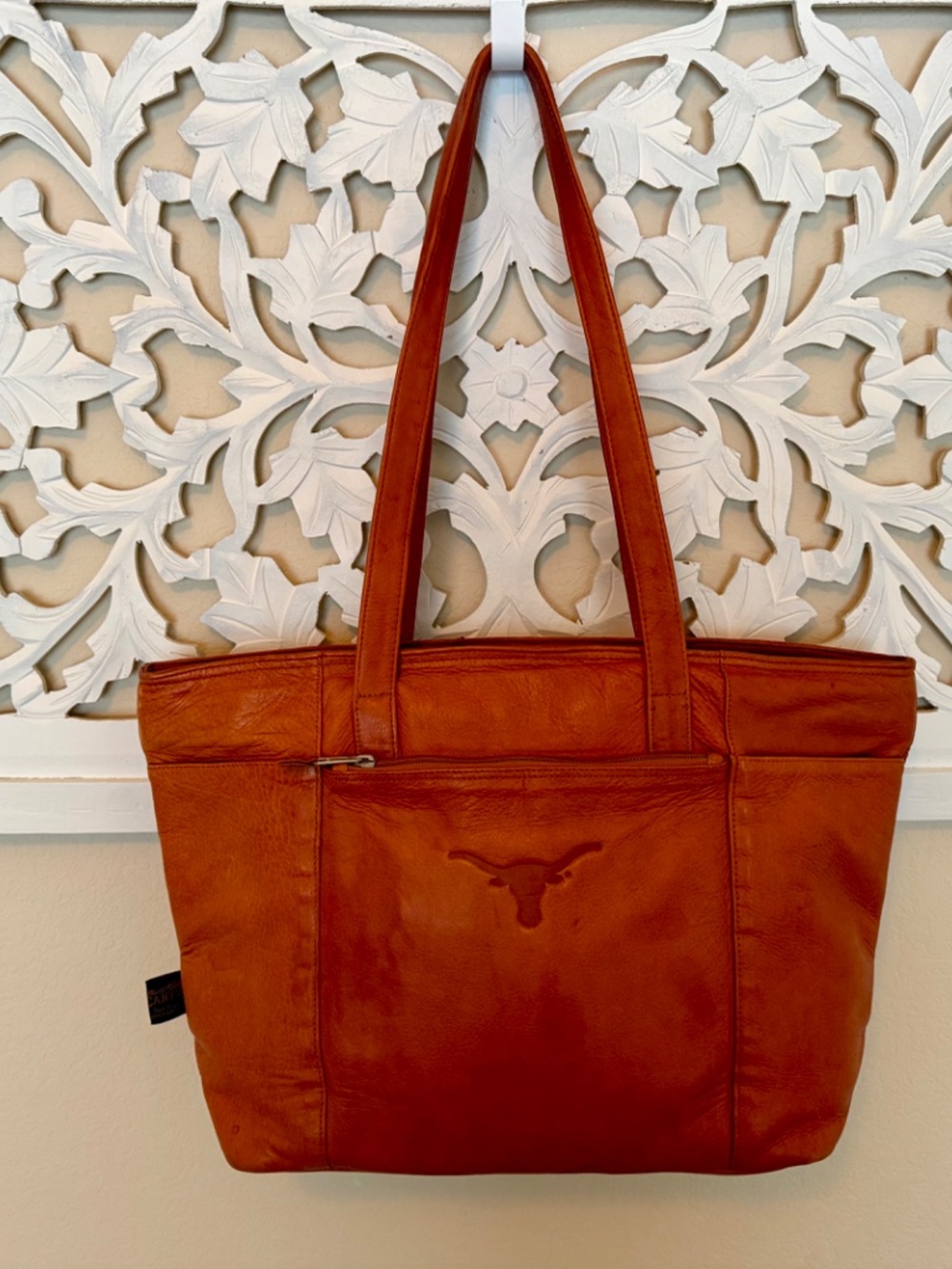 CANYON OUTBACK GENUINE LEATHER TEXAS LONGHORNS LARGE TOTE WEEKENDER BAG